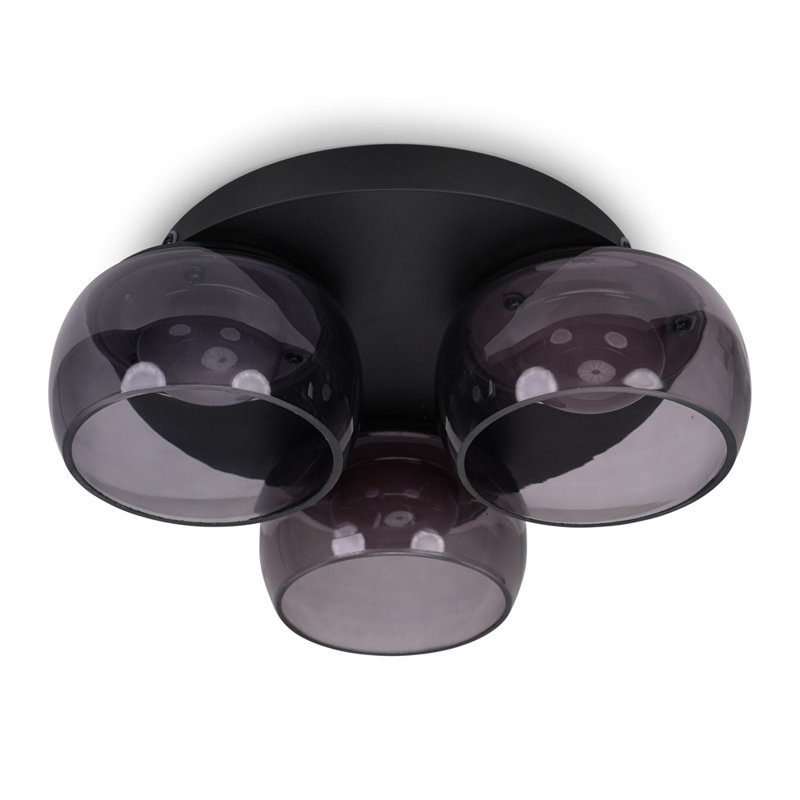 Couvertier Glass LED Flush Mount, Smoked, Matte Black