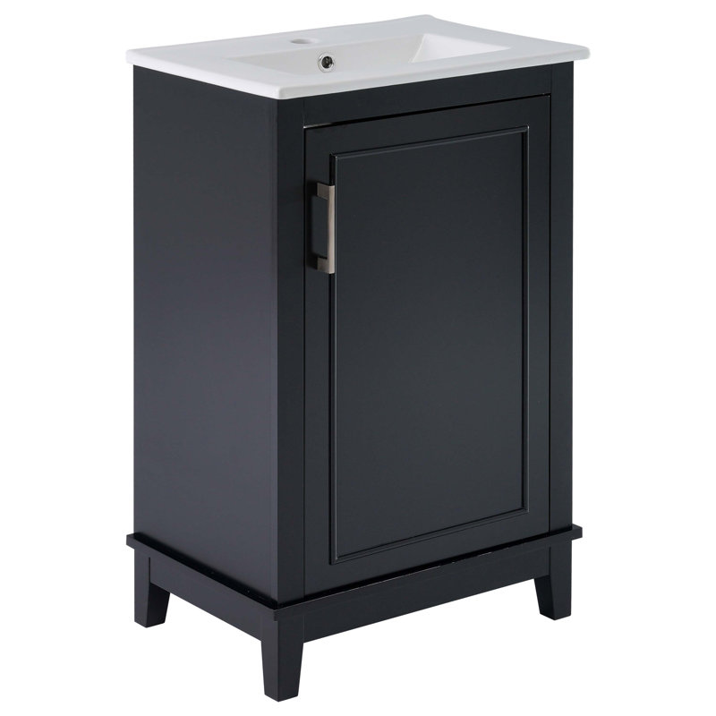 20 Inch Black Ceramic Basin Modern Bathroom Vanity Cabinet