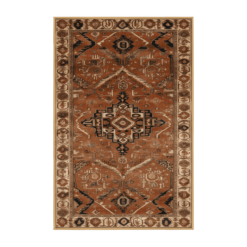 Tapis brun turc lavable à la machine, Tapis de couloir 2 pi x 4 pi