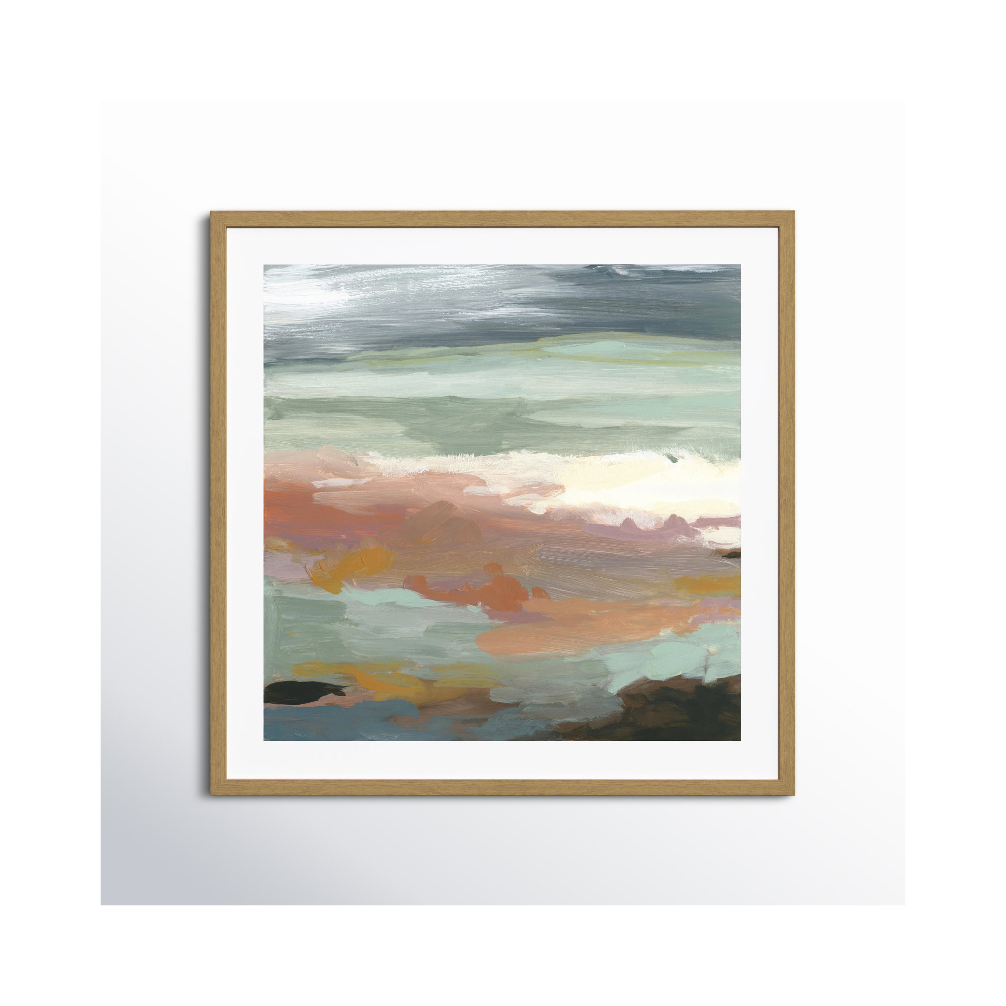 Ocean Bluffs by Carol Robinson - Painting Print on Paper, Picture Framed Paper, Gold, 28.75" H x 28.75" W