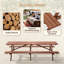 Très grand ensemble de table de pique-nique en bois extra long de 95 po avec bancs intégrés et trou pour parasol, pouvant accueillir confortablement 12 personnes, brun-124934339-124934341