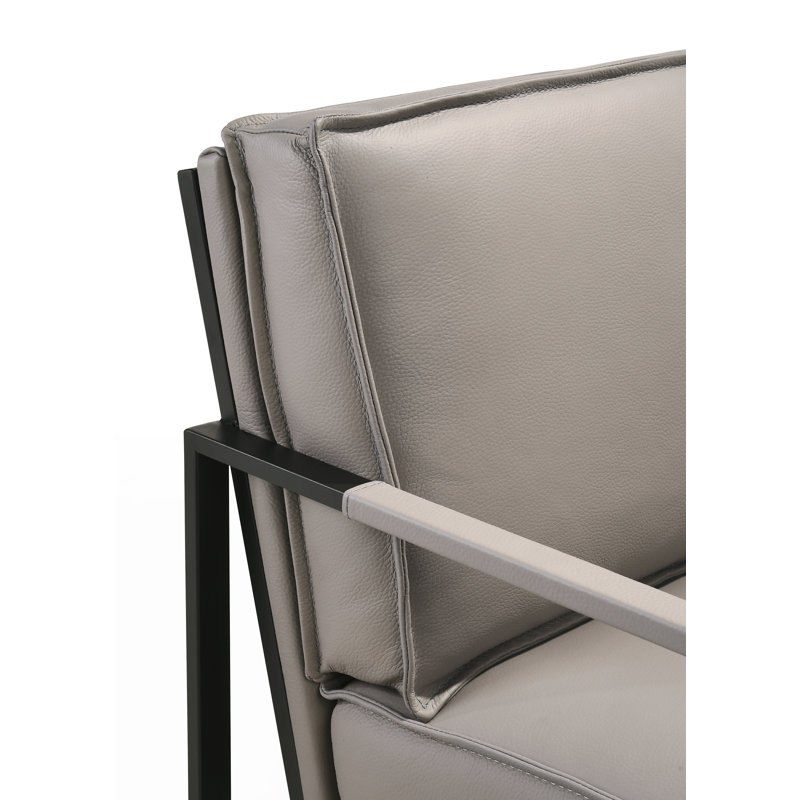 Gaines Upholstered Armchair, Smoke Grey Genuine Leather
