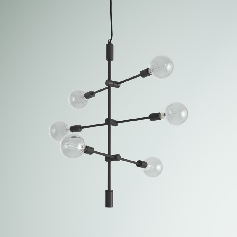 Lustre géométrique spoutnik à 6 lumières Kobe, Noir