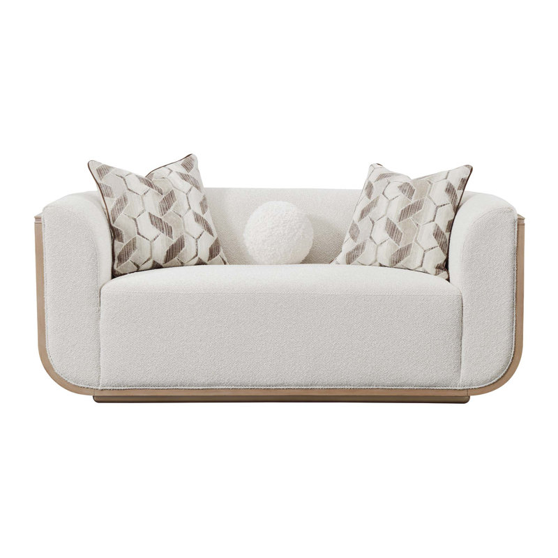 West Kensington Loveseat - Buff/Seal Salt Caramel, Medium Yellow Wood