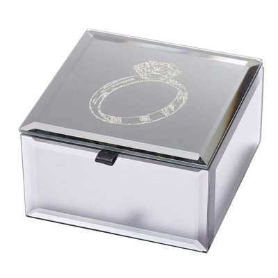 Boîte à bijoux à anneaux de diamant H 2,25 po x l 4,25 po x P 4,25 po