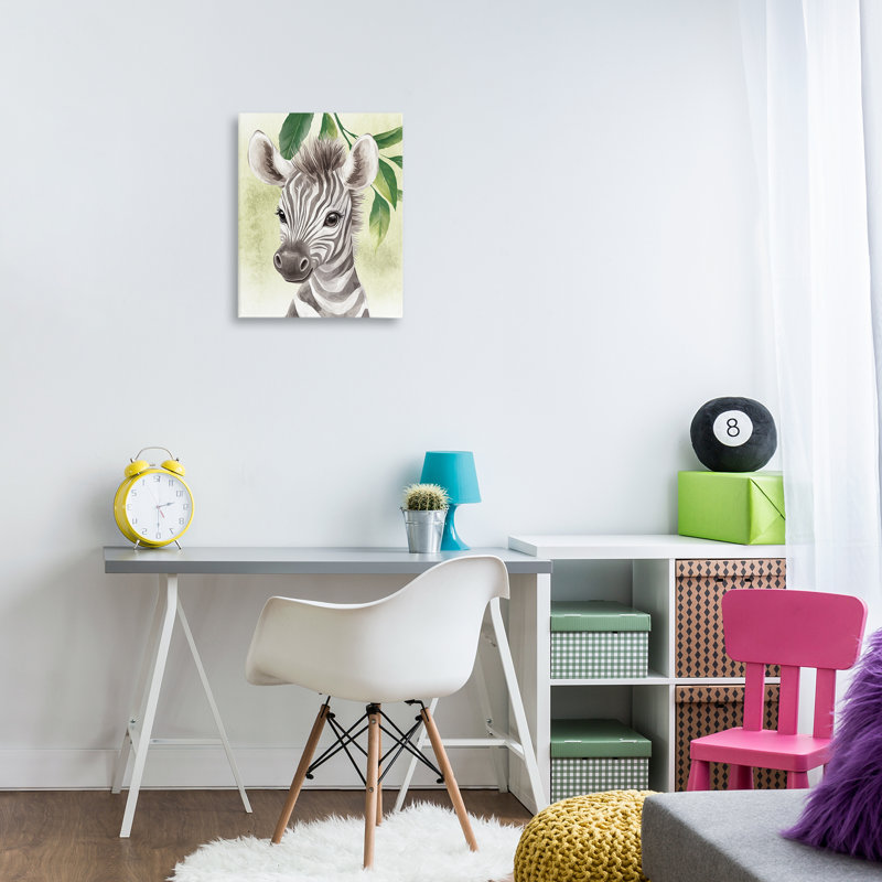 «Jungle Friends Baby Zebra», art mural par Christine Simpson, H 20 po x l 16 po