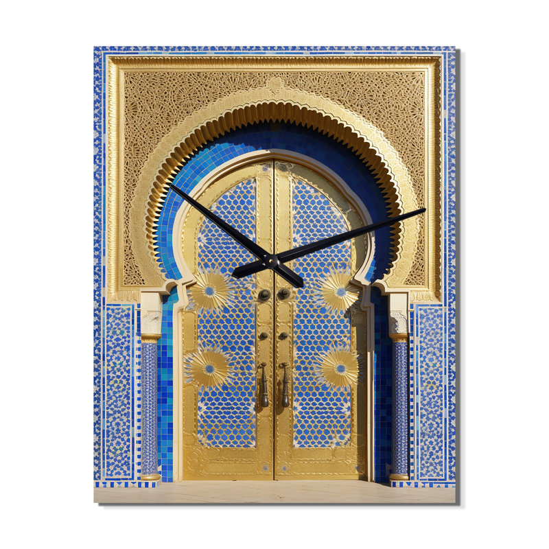 Horloge murale rétro surdimensionnée Morroco Palace Golden Doors III, Petit