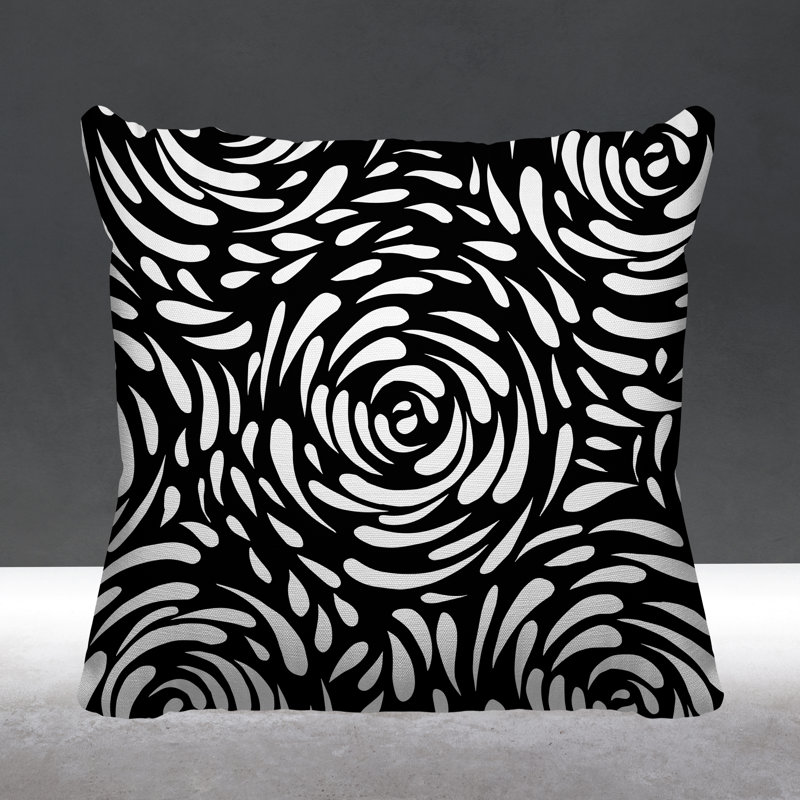 Coussin décoratif intérieur / extérieur Carvell, L 17 po x H 17 po, Noir