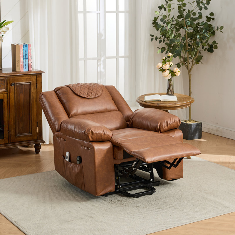 Remote-Controlled Heating and Massage Assistive Recliner, Brown