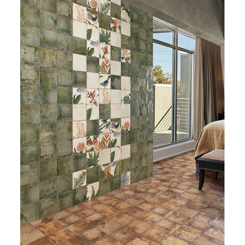 Angela Harris Dunmore 8x8 Polished Hand Painted Look Ceramic Tile