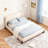 Upholstered Bed With solid wood legs-386344111