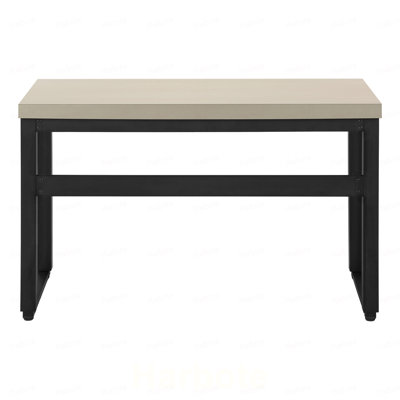 Bureau d'ordinateur, pour bureau à domicile, réglable en hauteur, 122 cm (48 po), pour ordinateur portable, stratifié beige, structure en métal noir