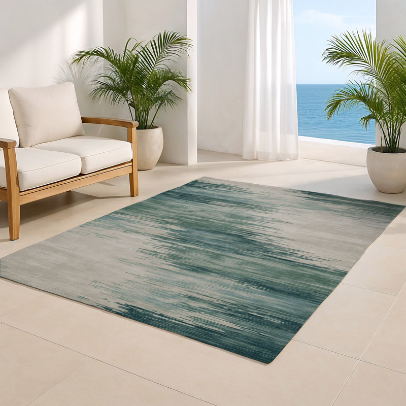 Watercolor Gray Indoor and Outdoor Area Rug, Rectangle 4' x 6'