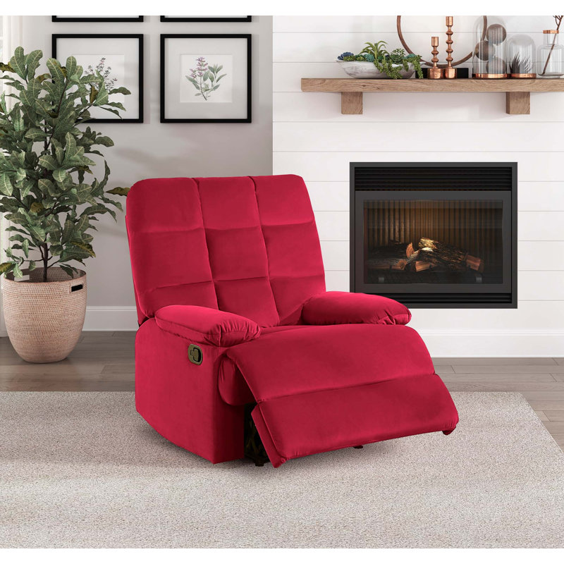 Fauteuil inclinable en velours, Rouge