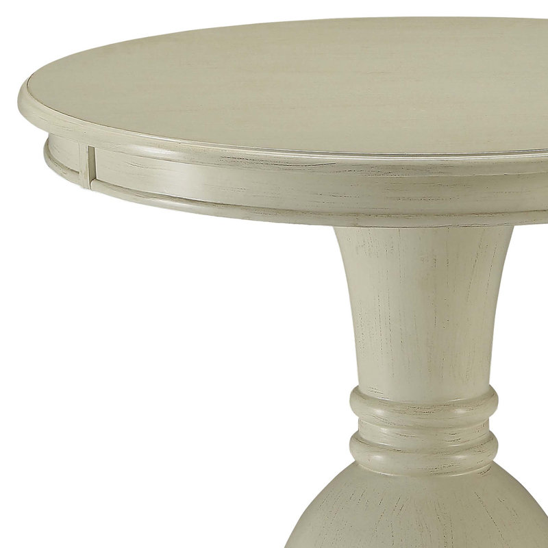 Table d'appoint blanc antique avec base piédestal