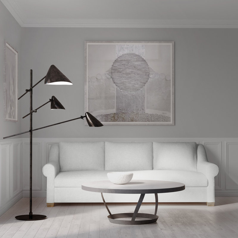 Canapé Thompson, H 32 po x l 96 po x P 41 po, Lin Box Weave blanc, Naturel