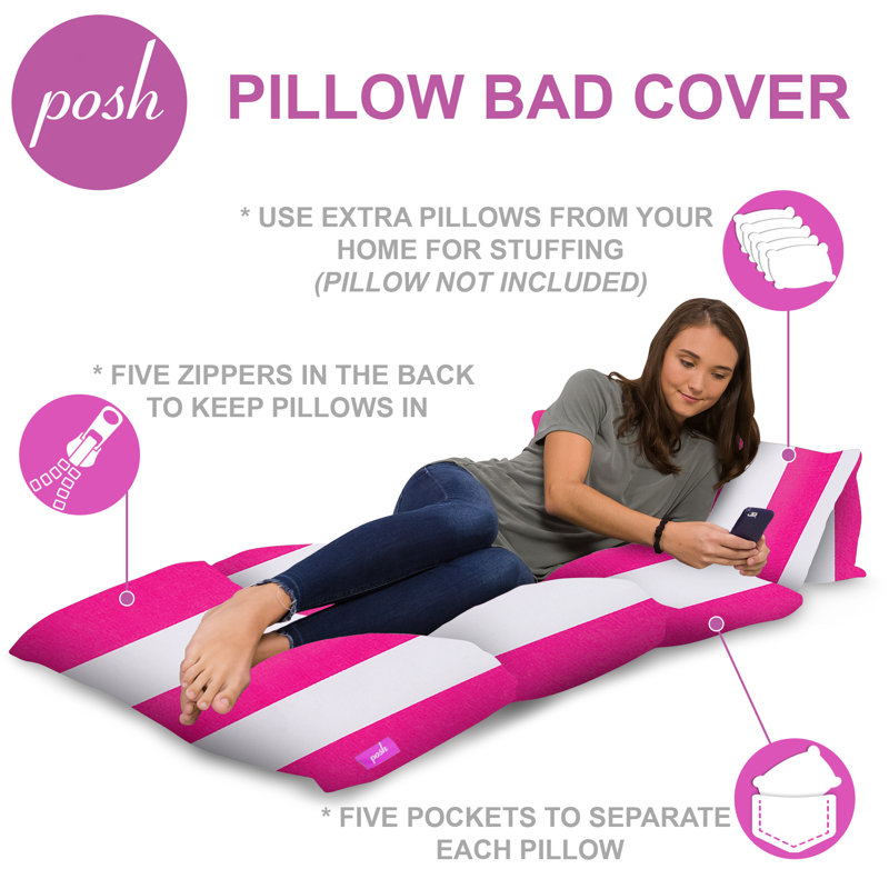 Housse de coussin de sol pour enfants (oreillers non inclus), Rose, H 1 po x l 32 po x P 88 po