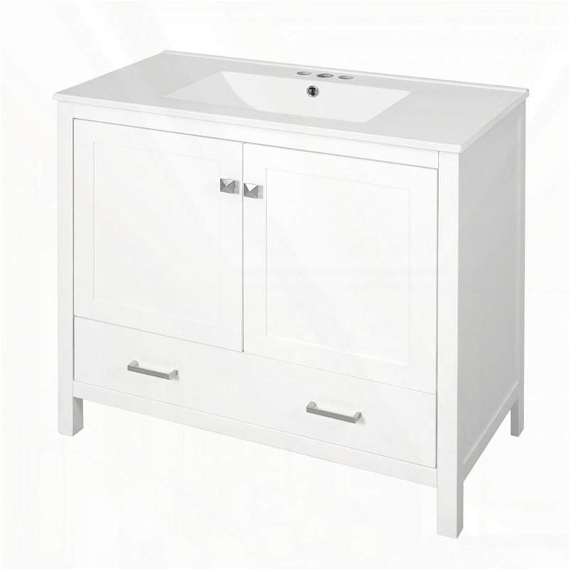 Meuble-lavabo 36 po avec lavabo en céramique, Blanc