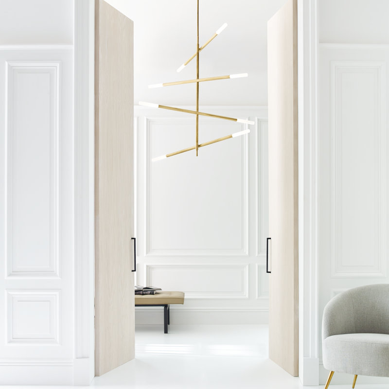 Kelly Wearstler Rousseau Large Articulating Chandelier, 33.5" H x 32" W x 3" D, Seeded Glass, Polished Nickel