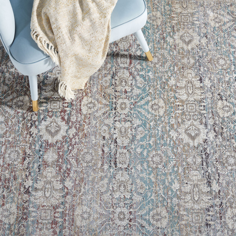 Tapis Signature 383 en turquoise / beige, Rectangle 9 pi x 12 pi