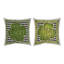 Coussin manuel à tissage manuel en polyester vert, blanc et noir 12 po x 12 po