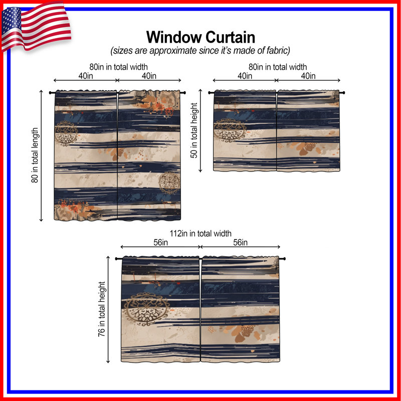  Rideaux de fenêtre à rayures beiges et obscurcissant - 2 panneaux, Obscurcissement de chambre, 20in x 80in - 2 panels