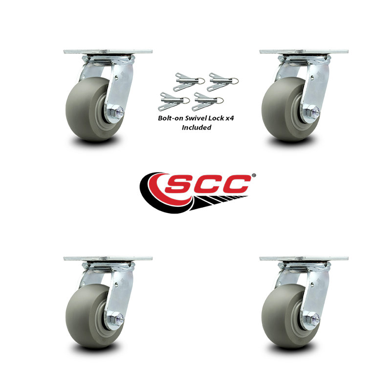 Thermoplastic Rubber Caster with Roller Bearing and Swivel Lock