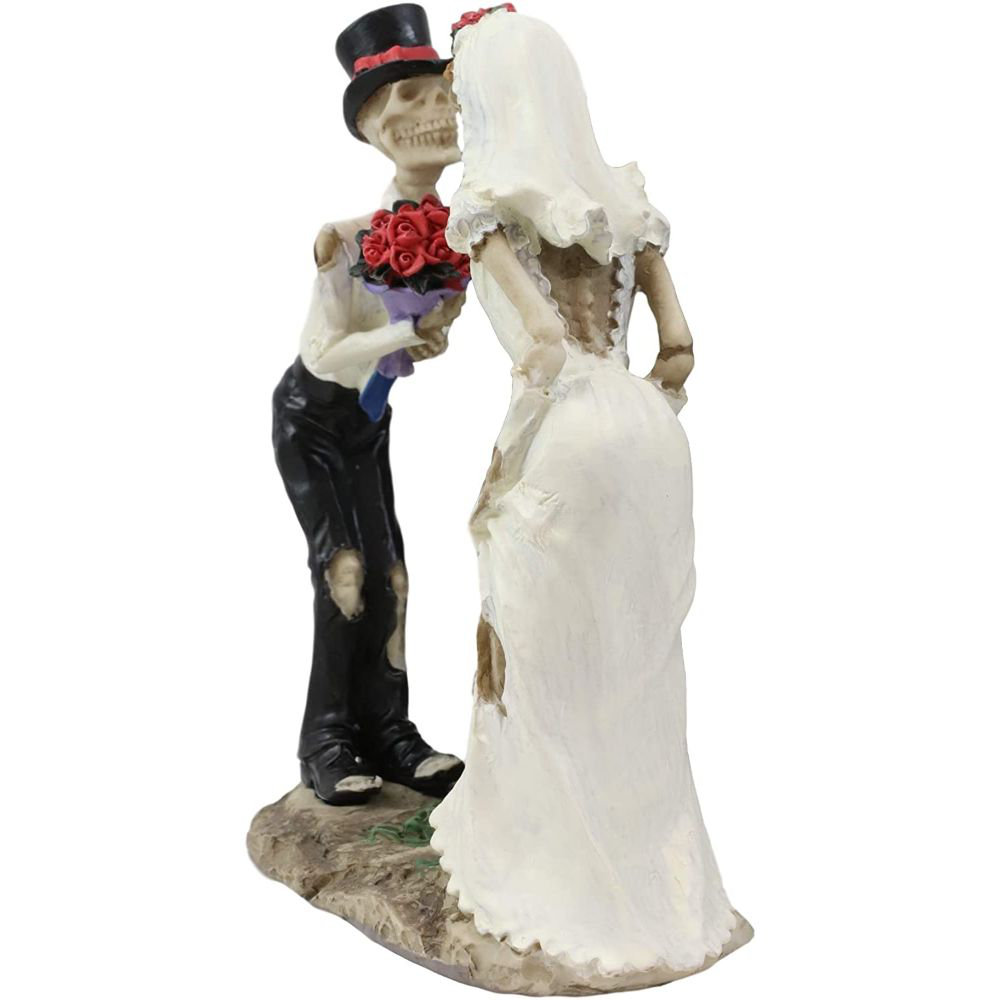 Deodar Love Never Dies Romantic Skeleton Bridal Couple Wedding First Kiss Figurine The Holiday Aisle®