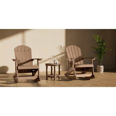 Dereck Resin Rocking Adirondack Chair with Table