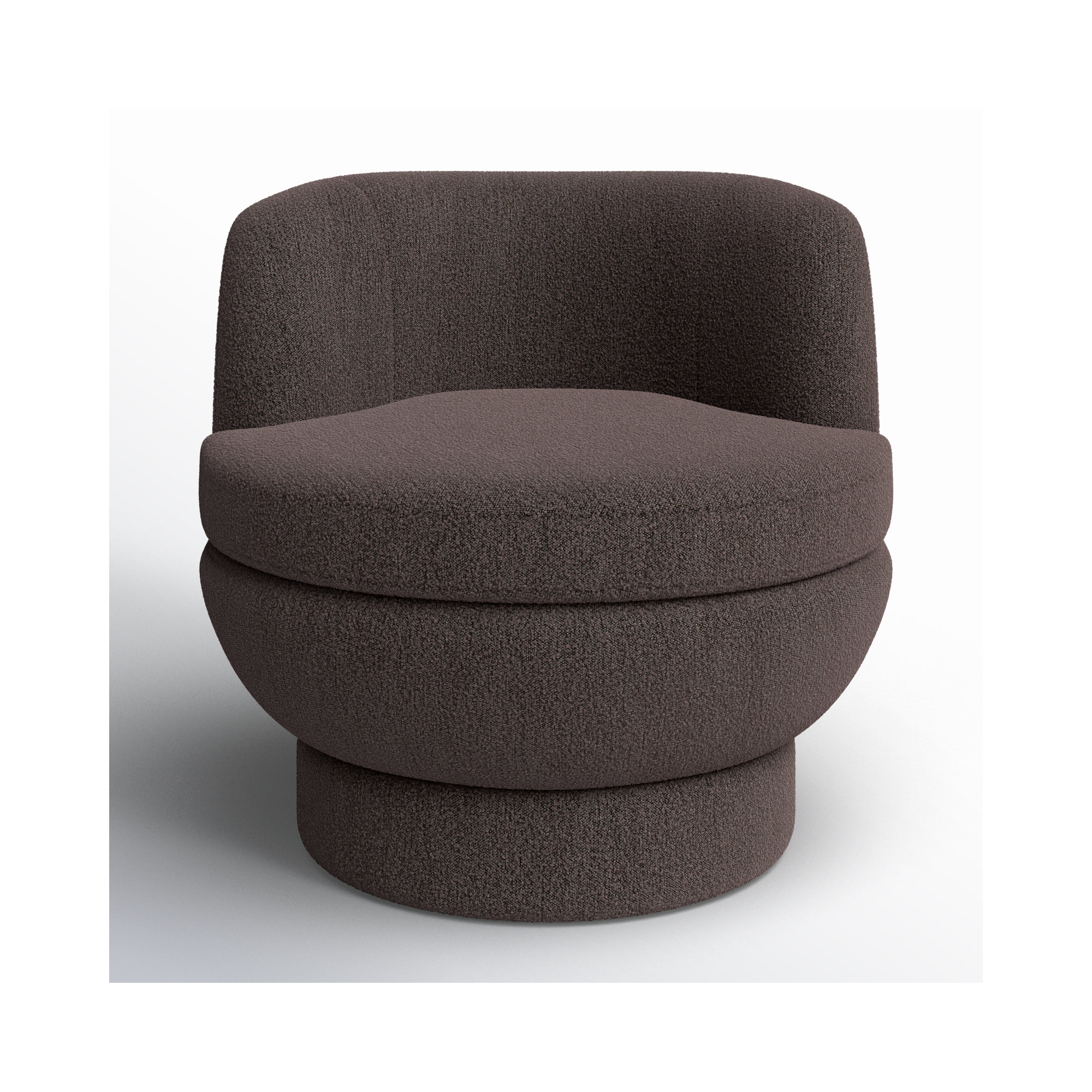 Volla Upholstered Swivel Barrel Chair, Dark Brown Chenille