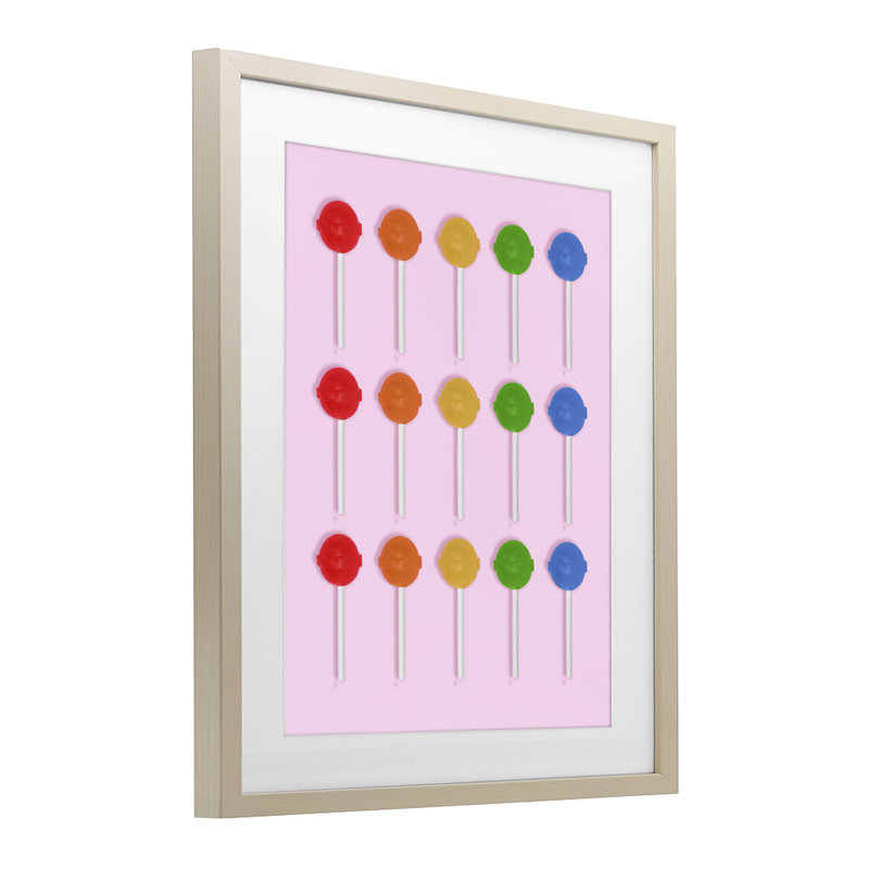 «Candy Pops on Rose Light», reproduction encadrée sous verre, design par Lish Creative, 16 x 13