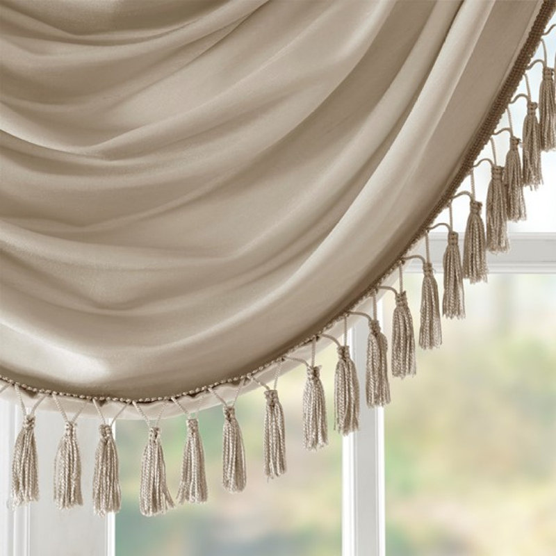 Faux Silk Waterfall Embellished Valance Champagne 38X46", Champagne