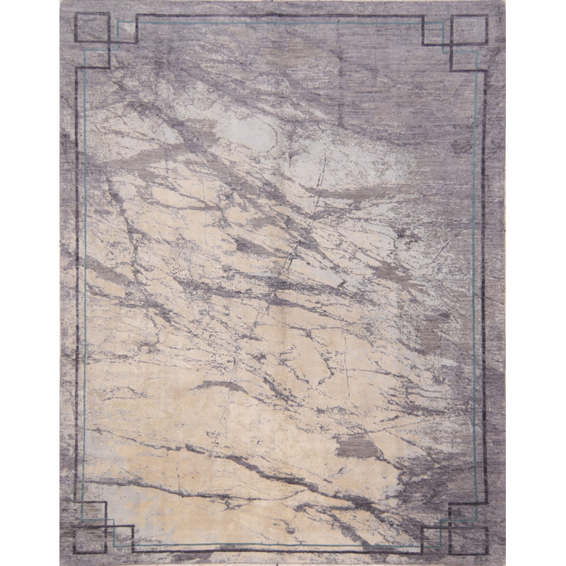 Tapis gris de haute qualité noué à la main Ziegler