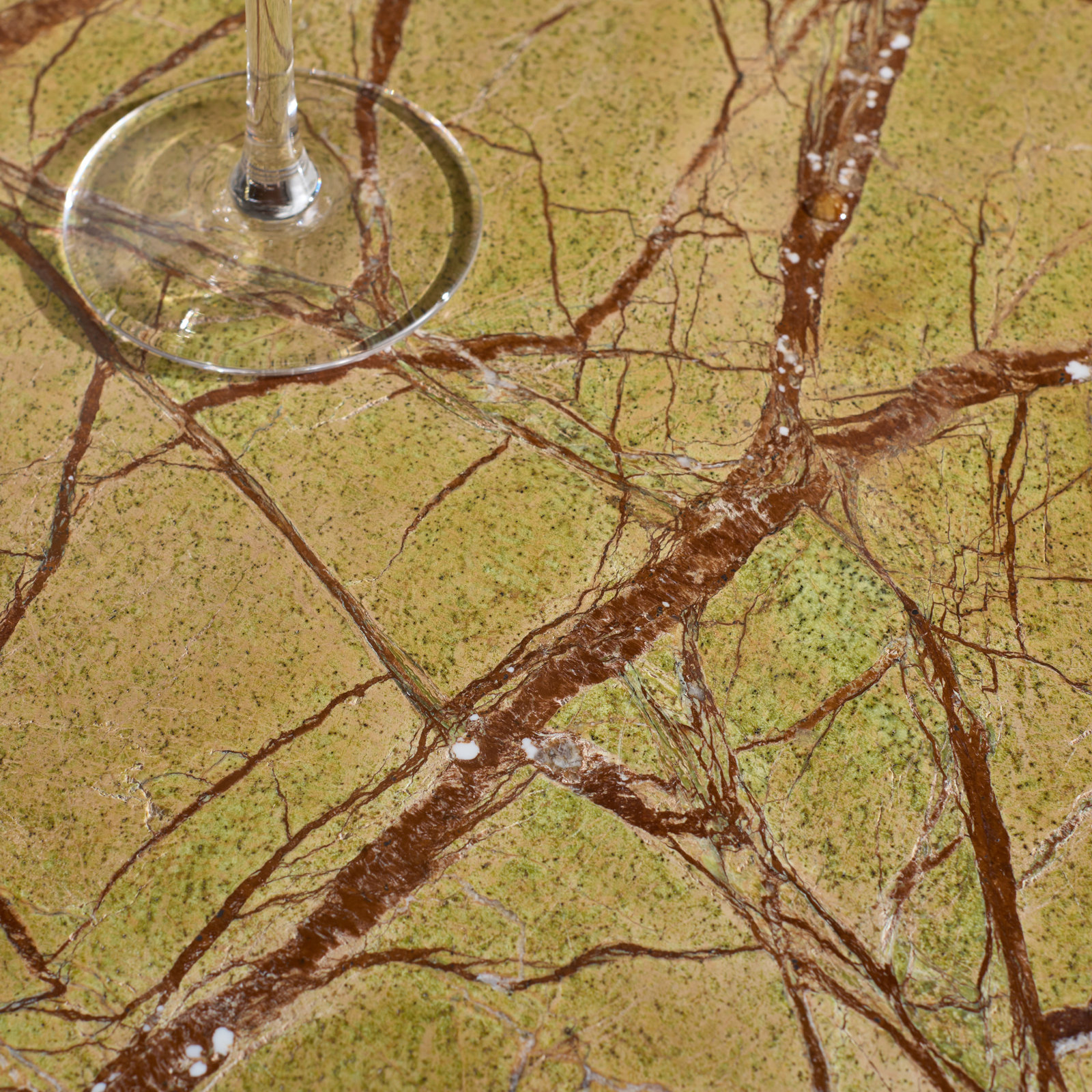 14" Genuine Marble End Table, Brown/Beige