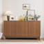 58" Farmhouse Sideboard Buffet Cabinet with 4 Doors & Adjustable Shelves, Curved Coffee Bar Cabinet-1710939440