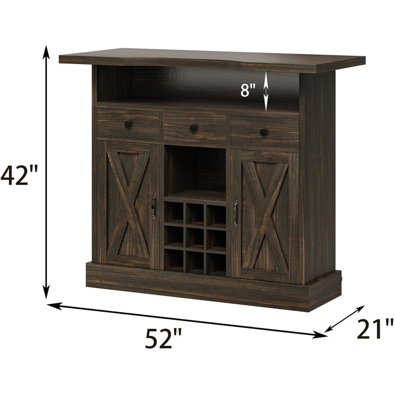 Abrianna 52" Bar Cabinet, Brown/Brown