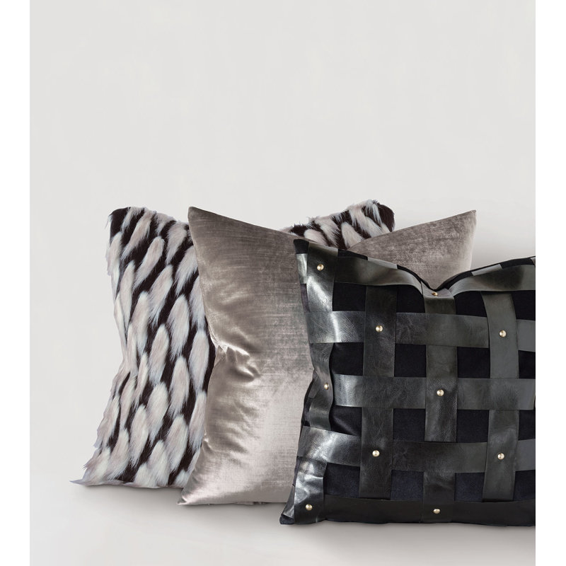 Jadis Faux Fur Reversible Throw Pillow, Polyester/Polyfill