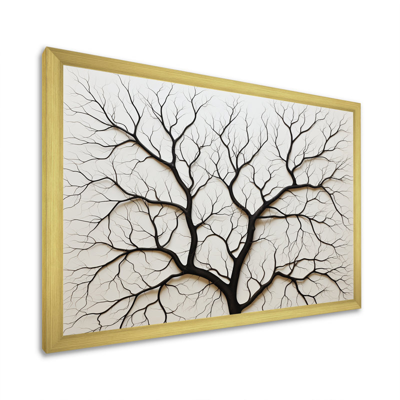 Arbre de minimalisme américain, impression sur toile, Cadre photo doré simple, H 16 po x l 32 po x P 1 po