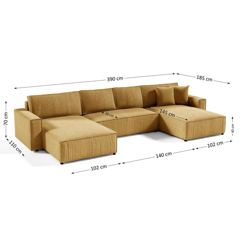 Beyazit 6 Seater Sofa Bed, Yellow