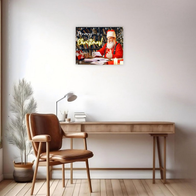 «Merry Christmas Santa», art mural sur toile sans cadre 24 po x 18 po