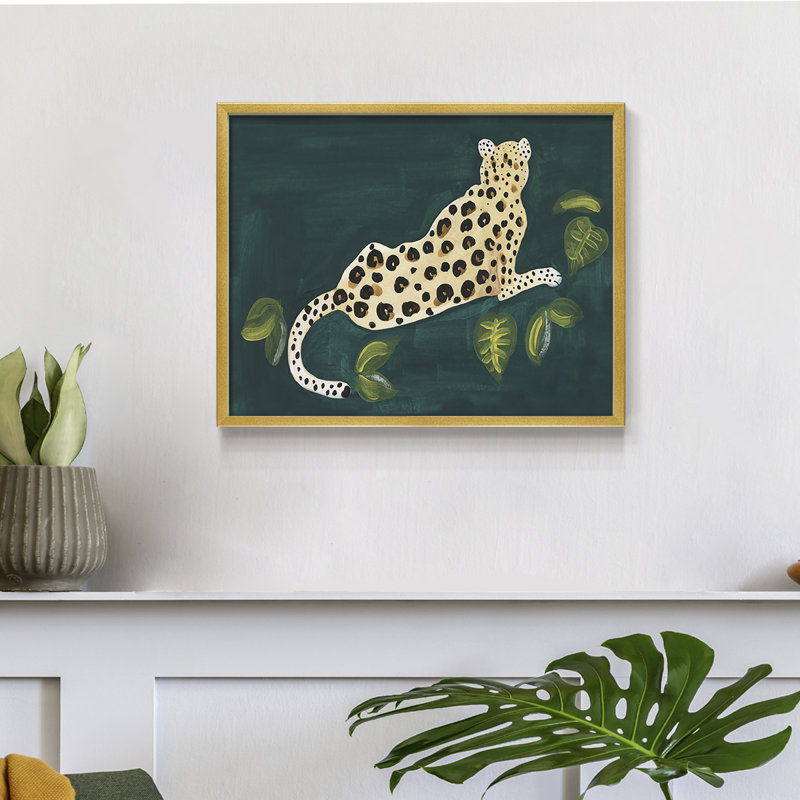 Lethargic Leopard I -Framed Print - Restickable, 22" H x 28" W, Gold