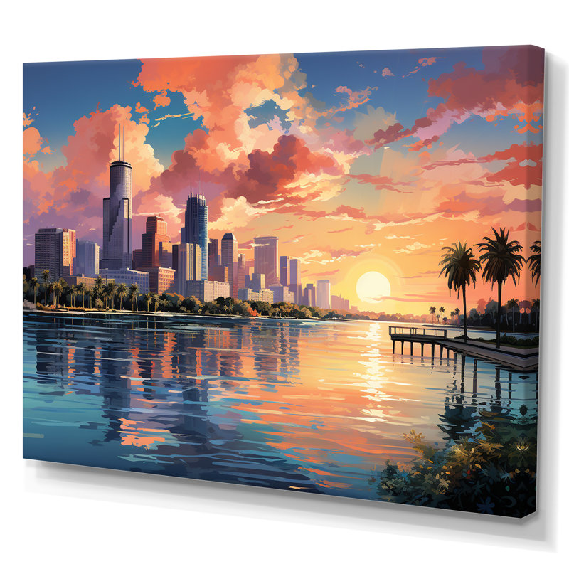 Sunshines State Miami IV, H 30 po x l 40 po x P 1,5 po, Toile tendue