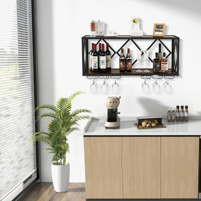 Sabrine 39 Bottle Wall Mounted Wine Bottle & Glass Rack in