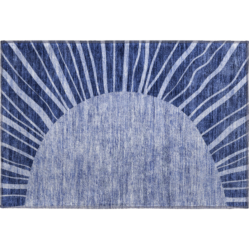 Tapis bleu marine de qualité supérieure lavable à la machine Prisco, Rectangle 1 pi 8 po x 2 pi 6 po