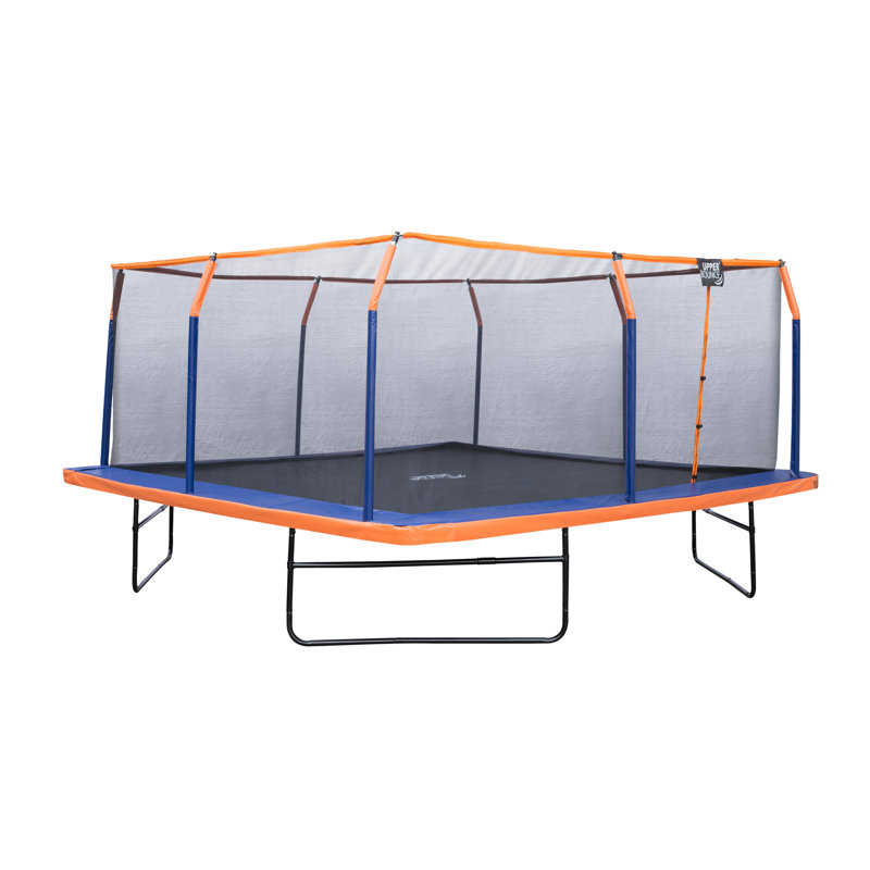 Ensemble de trampoline carré de 16 pi x 16 pi avec enceinte de qualité supérieure et coussin de sécurité Machrus Upper Bounce