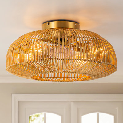Aleighya Rattan Ceiling Fan With Light Kit