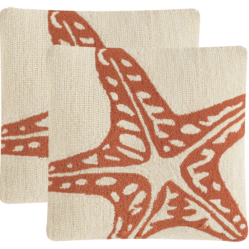 Reversible Throw Pillow, Cream / Tropical Orange