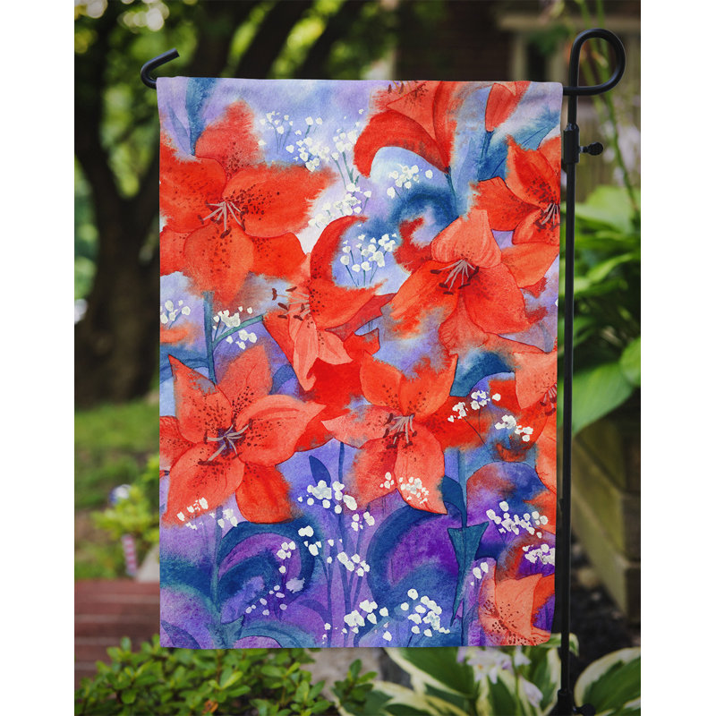 Drapeau de jardin à 2 côtés lillies, H 15 po x l 11 po