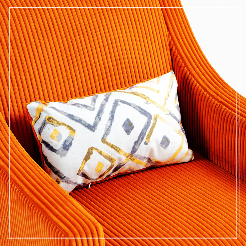 Fauteuil de 26,7 po de largeur, Velours côtelé orange