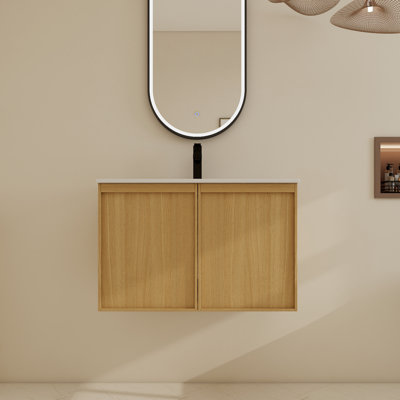 30" Wall-Mounted Single Bathroom Vanity Set With Ceramic Top Sink,Floating Vanity With 2 Soft Close Doors
